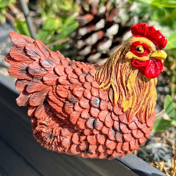Farmwood Pair of Pot Topping Chicken Garden Ornaments