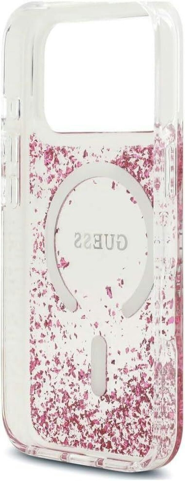 Guess Resin Bottom Glitter Case with MagSafe for iPhone 17/18 Pro 6.3" Clear Pink - GUHMP18LRGRGEP