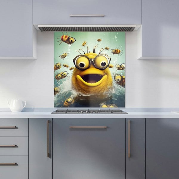 Warren Reed - Designer Happy Worm And Bees Splashart Kitchen Splashback