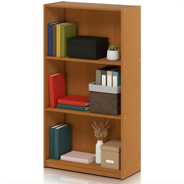 WALPLUS Basic 3-Tier Bookcase Storage Shelves, Light Cherry, 99736LC | Elegant Interior Wall Decoration