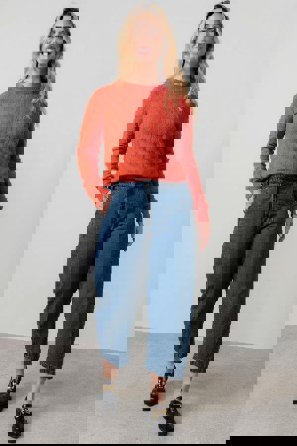 Lily & Me Harefield Pointelle Knit Jumper Red