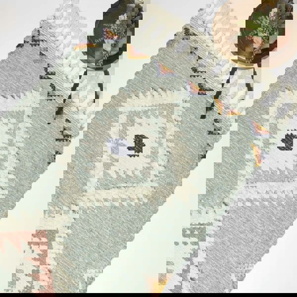 HOMESCAPES Tenali Blue Kilim Wool Rug