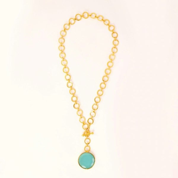 Lila Rasa London Blue Crystal Pendant With Loop Chain & T-Lock