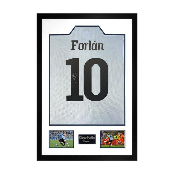 Diego Forlan Signed Uruguay Shirt Premium Frame