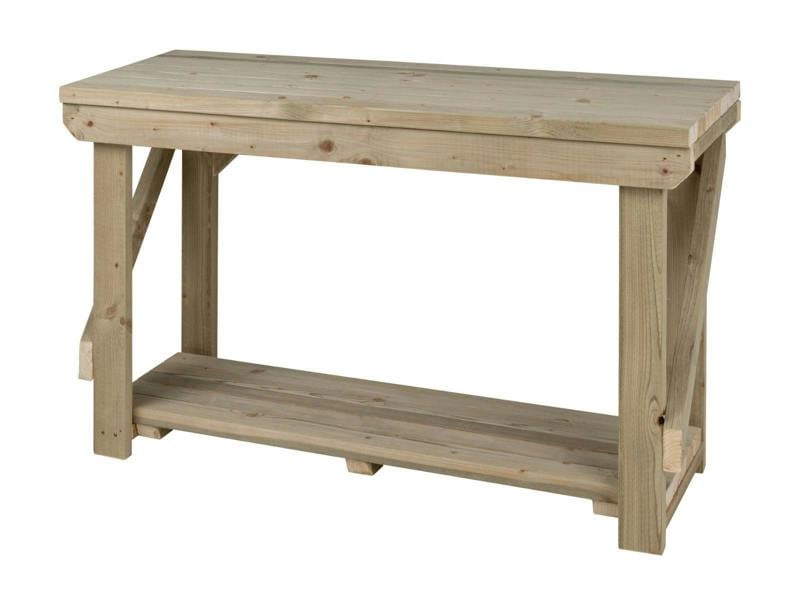 Indoor/Outdoor Pressure-Treated Single Shelf Workbench, a robust and versatile solution for all your workspace needs. Handcrafted in the UK, this workbench is constructed from high-quality, pressure-treated timber, ensuring durability and resistance to the elements, making it suitable for both indoor and outdoor use.