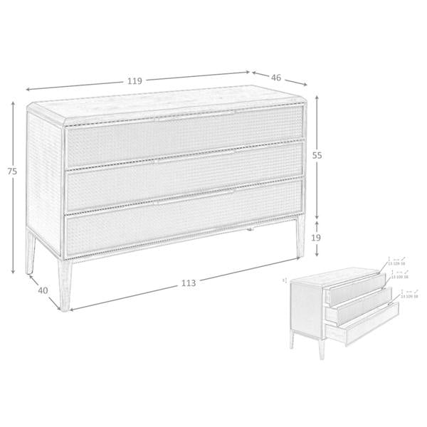 Angel Cerdá Dark green and walnut pvc chest of drawers 7150