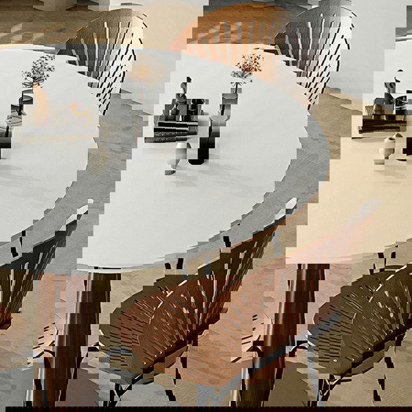 Anderson Small Round Dining Table, Sintered Stone & Solid Wood-Weilai Concept-Weilai Concept