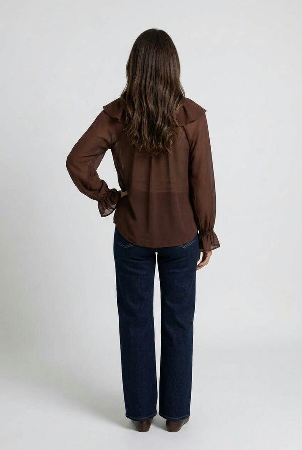 Izabel London Semi Sheer Layered Frill Neck Blouse