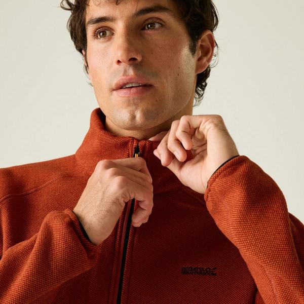 Regatta Mens Rike Full Zip Fleece Jacket - Rooibos Tea/Black - 