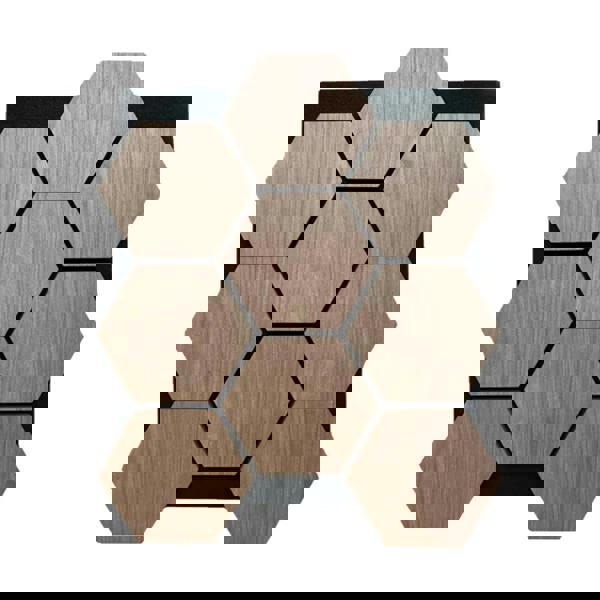 Panel Haus Walnut Hexagon Wall Panel - 70cm x 60cm (4 pack)