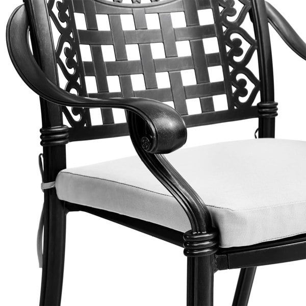 Set of 2 Outdoor Dining Chairs with Cushions Cast Aluminum Garden Seating Living and Home
