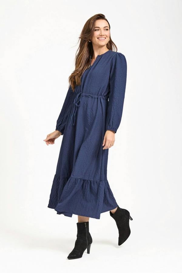 Textured Flared Midi Dress