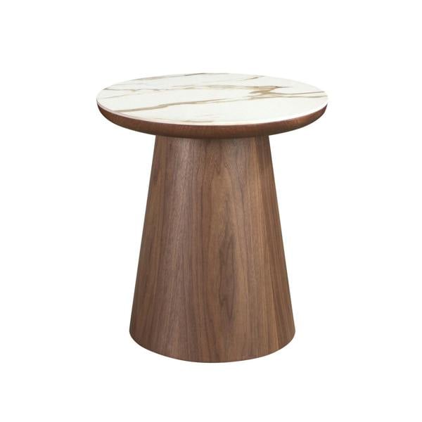 Angel Cerdá Porcelain marble and walnut round corner table 2159