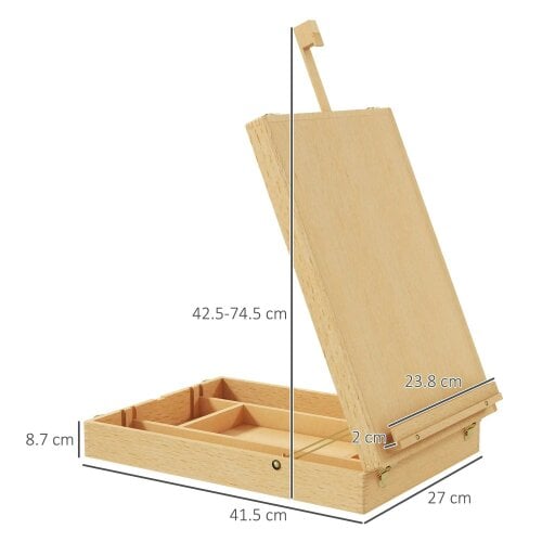 Bobobiy Wooden Table Easel Box Hold Canvas up to 61cm, Portable Folding Artist Drawing & Sketching Board for Adults