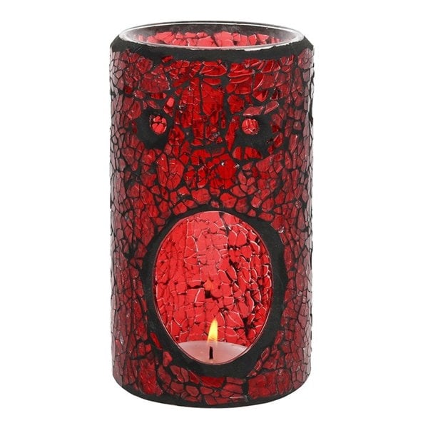 Serano Red Pillar Crackle Glass Oil Burner and Wax Warmer