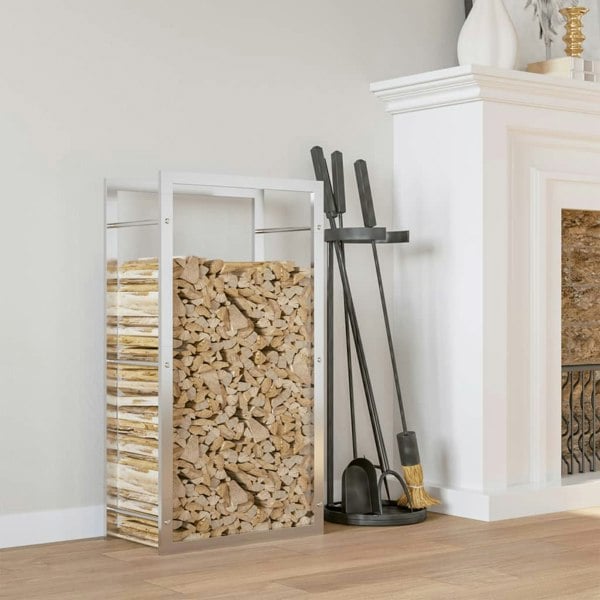 Berkfield Firewood Rack 50x28x94 cm Stainless Steel