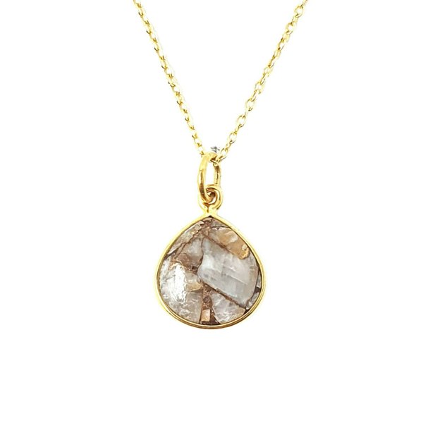 18ct Gold Vermeil Plated White Calcite Necklace