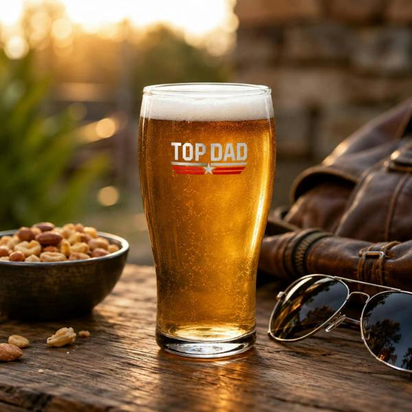 Widdop & Co Top Gun Top Dad Pint Glass Clear