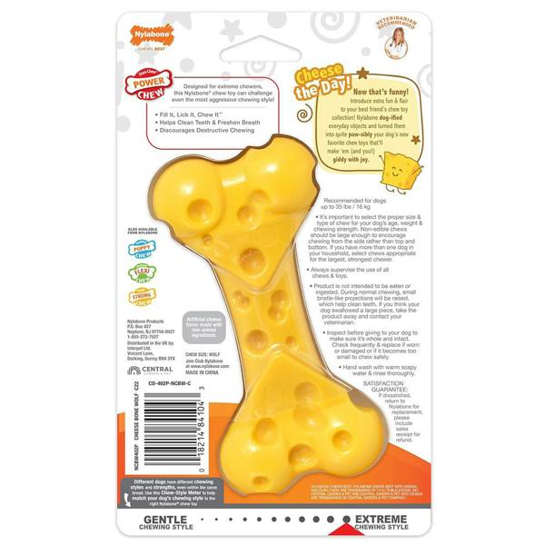 Nylabone Extreme Tough Cheese Bone Durable, Cheese-Flavoured Chew for Strong Chewers