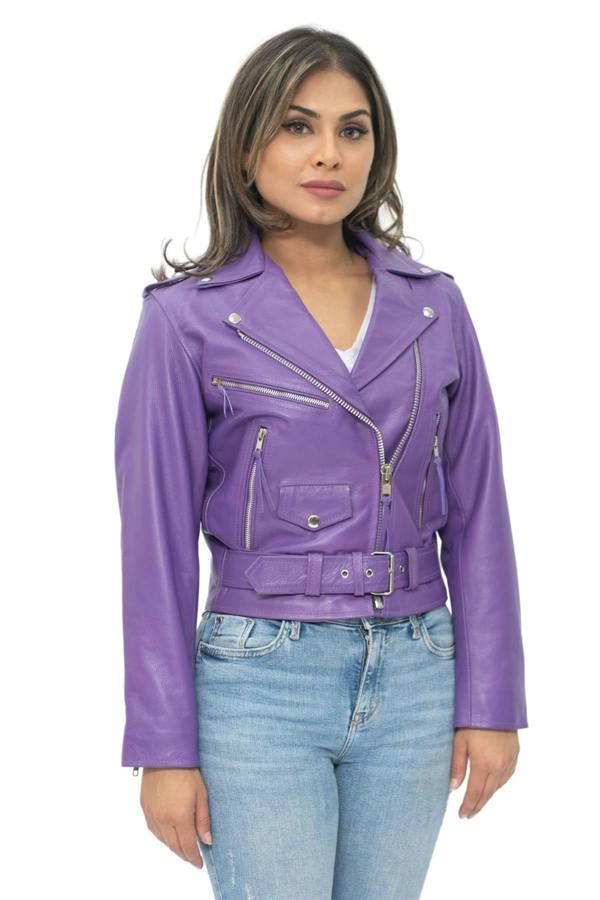 Infinity Leather Women's Cowhide Brando Leather Biker Jacket-Murcia