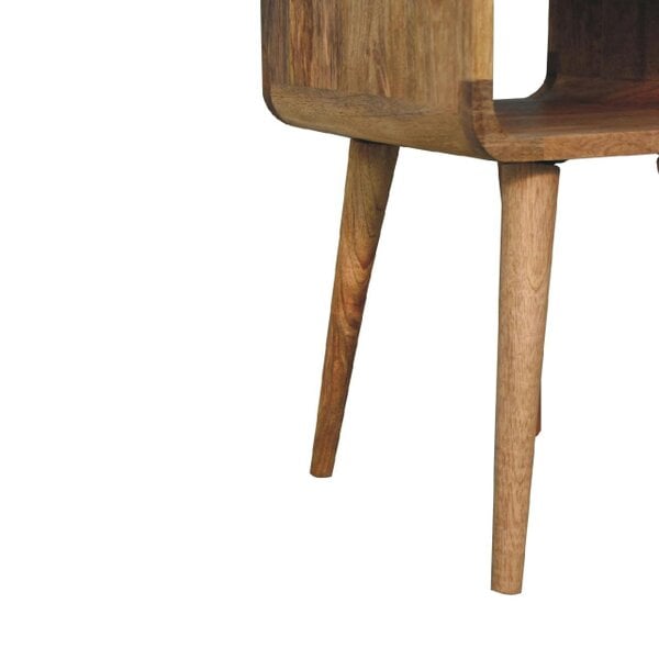 Wyld Haus Parma Small Oak Mango Wood Curve Low Bedside Table