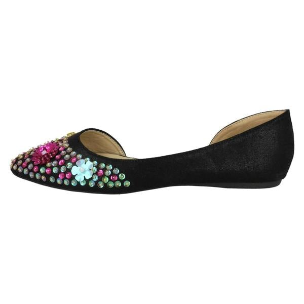 Spot On Ladies Spot On Sequin Ballerinas With Flower Detail F80374