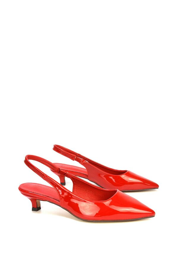 XY LONDON Pointed Toe Low Kitten Heel Slingback Pumps