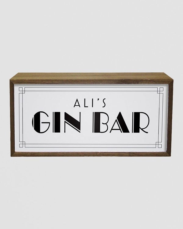 Personalised Light Box Sign for Home Gin Bar, Man Cave or She Shed