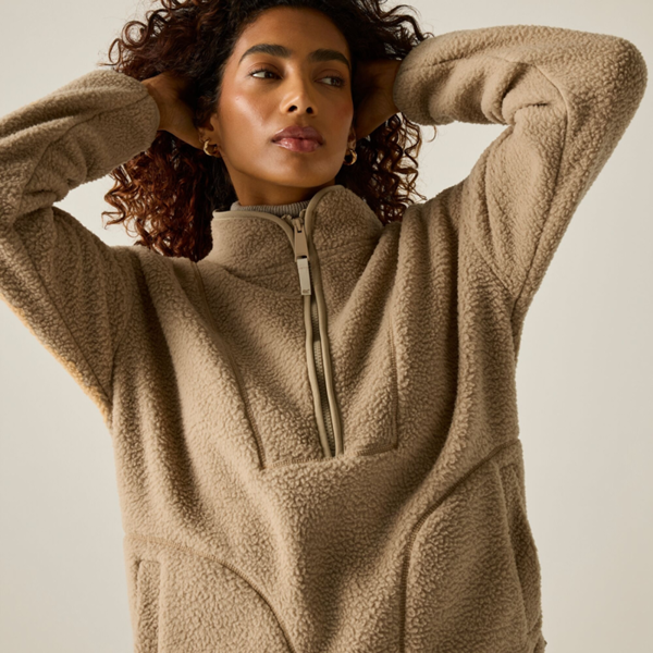 Regatta Womens Frankie Borg Half Zip Longline Fleece Top - Barleycorn