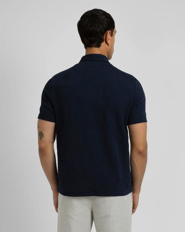 Steel & Jelly Adwell - Linear Floral Jacquard Polo Shirt