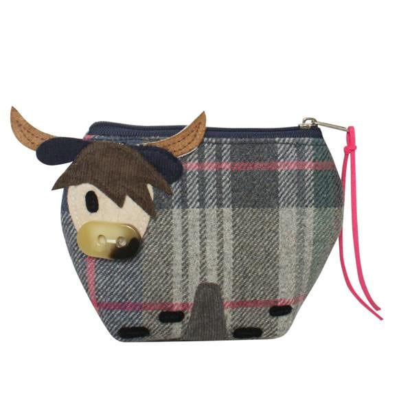 Earth Squared Highland Cow Button Nose Purse – Tartan Tweed
