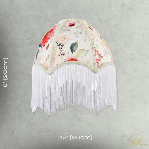 1920s Vintage Lamp Shade with Pastel Pink and Green Floral Decoration Image 7