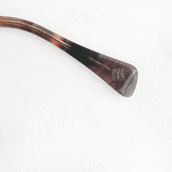 Y's Yohji Yamamoto marbled grey and orange tone cat eye sunglasses with a pink tone lens