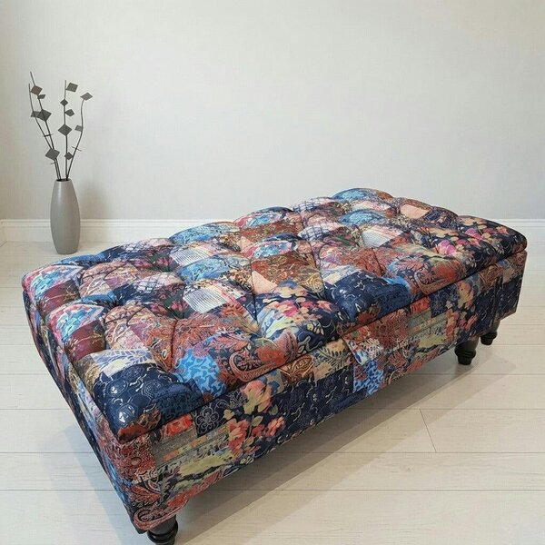 ISTOOLS Damask Multicolour Storage Ottoman Bench with Hidden Storage & Stylish Seating - 50 x 30 Inches (127 x 76cm)