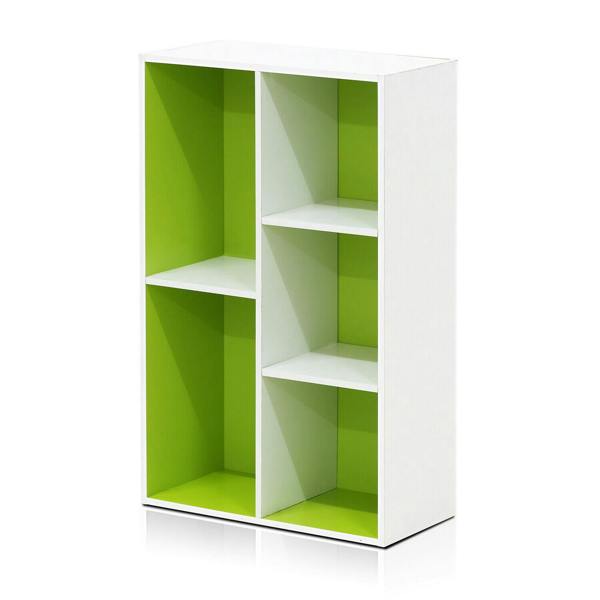 WALPLUS Luder 5-Cube Reversible Open Shelf, White/Green | Elegant Interior Wall Decoration