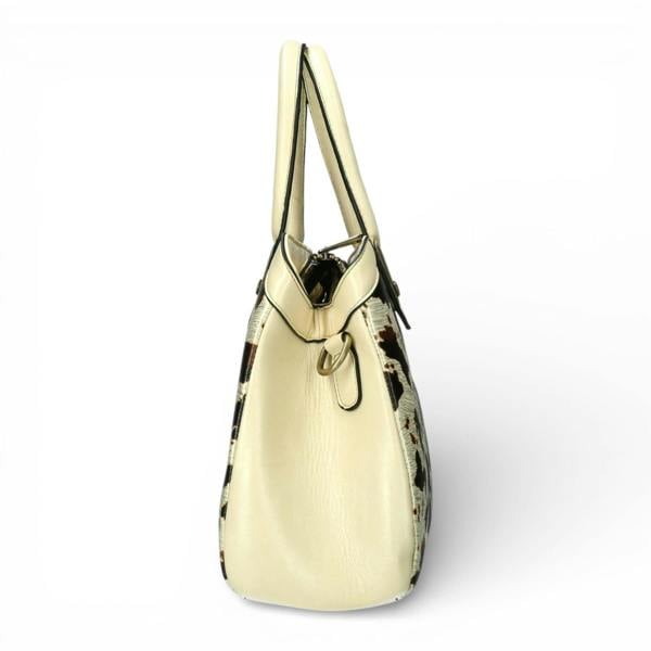 Laura Vita Aramis-08 Womens Tan Floral Print Adjustable Straps Shoulder Tote Handbag
