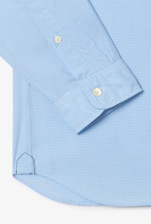 Lacoste Men's Regular Fit Gingham Poplin Shirt - Blue