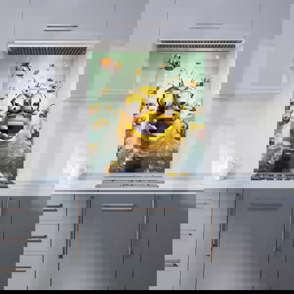 Warren Reed - Designer Happy Worm And Bees Splashart Kitchen Splashback