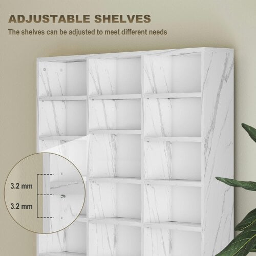 Wyld Haus Somole Tano Wooden Marble Effect Adjustable CD Storage Cabinet 102 x 195 cm