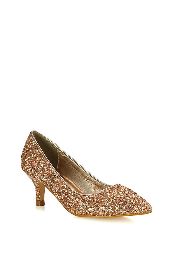 XY LONDON Pointed Toe Mid Stiletto Kitten Heel Court Shoes