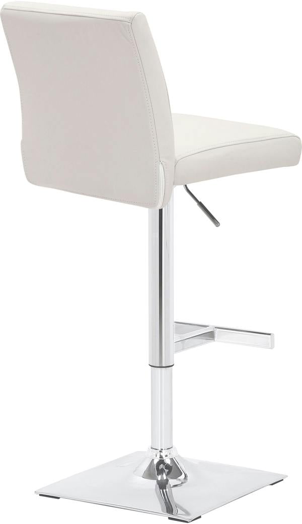 Lamboro Snella Real Leather White Bar Stool, Adjustable Height, Chrome Base