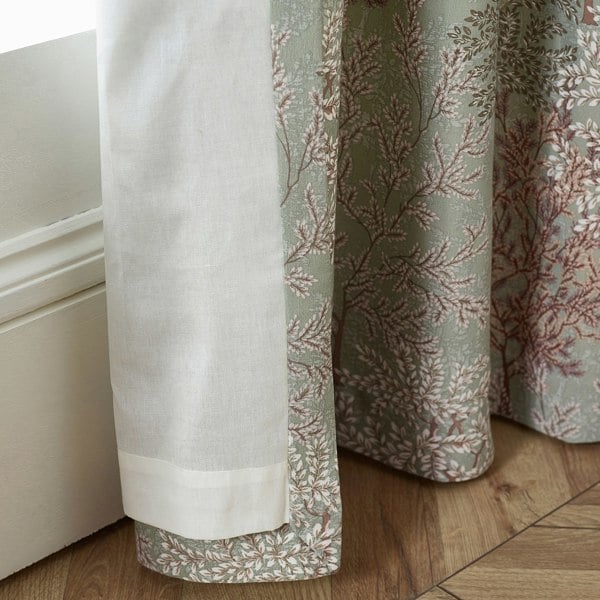 Catherine Lansfield Woodland Trees Lined Pencil Pleat Curtains Green