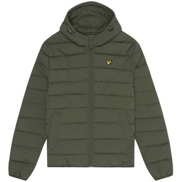 Lyle & Scott Branded Logo Hooded Olive Green Puffer Jacket S