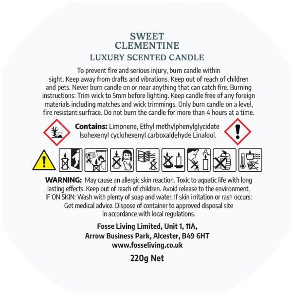 Fosse Living Sweet Clementine Scented Candle