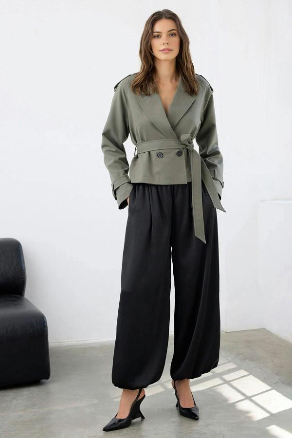 WOVCOR Woven Crop Blazer Jacket