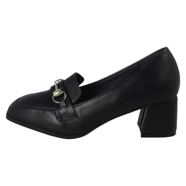 Spot On Ladies Spot On Buckle Detailed Slip On Mid Heel Court Shoe F90154