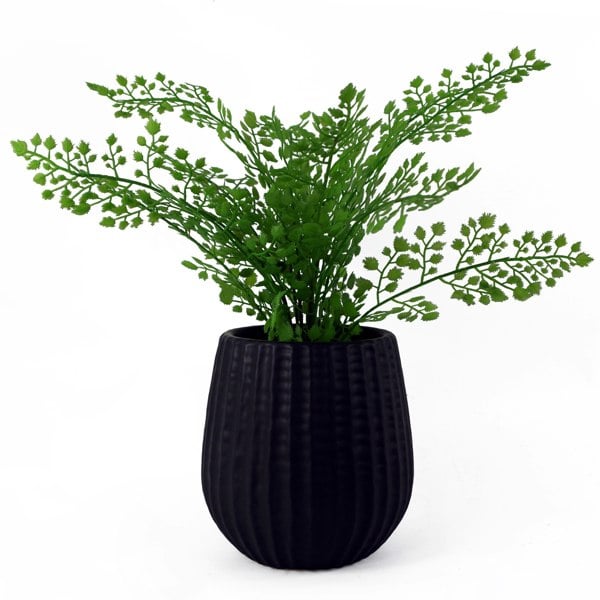 Leaf 16cm Black Ceramic Planter