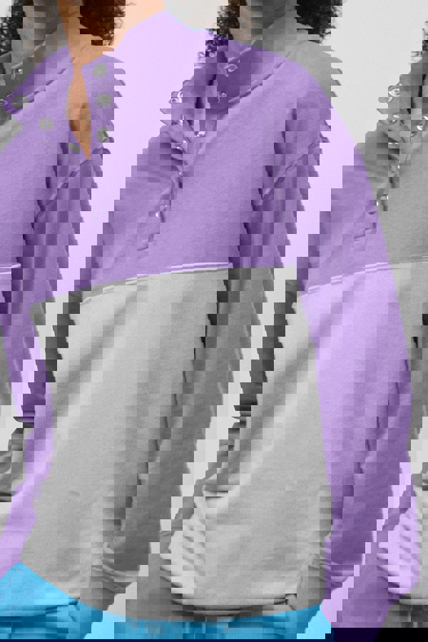 ENORSIA Colour Block LS High Neck Sweatshirt