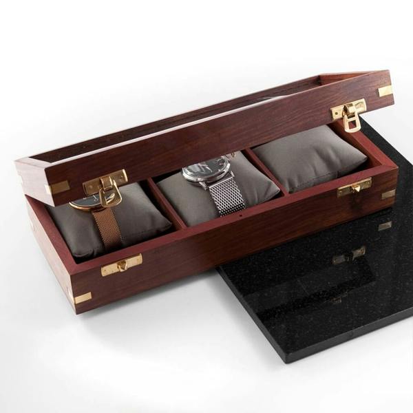 Personalised Father's Wooden Watch Box - close-up detail