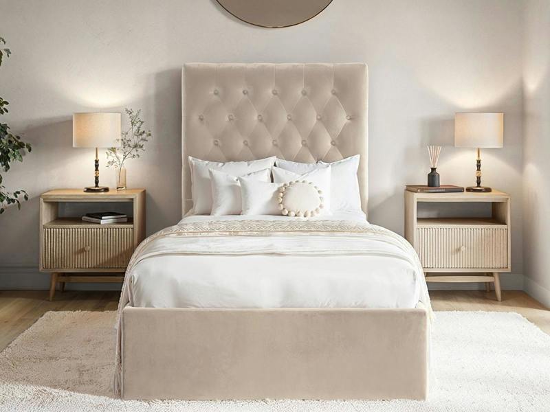 Flair Milan Single Velvet Ottoman Bed